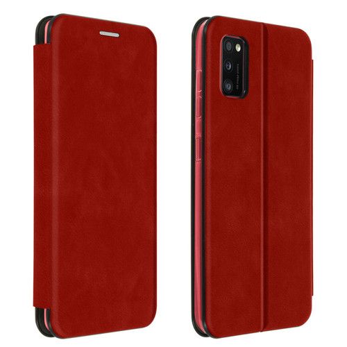 Avizar - Étui Samsung A41 Simili-Cuir Texturé Clapet Porte-carte Support Vidéo rouge Avizar  - Accessoire Smartphone Samsung galaxy a41