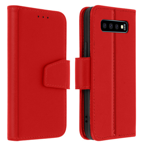 Avizar - Housse Samsung Galaxy S10 Plus Cuir Porte-carte Fonction Support Premium rouge Avizar  - Accessoires Samsung Galaxy S Accessoires et consommables