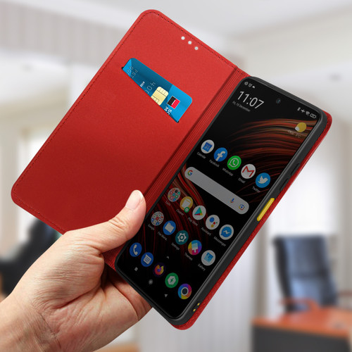 Coque, étui smartphone Étui Xiaomi Poco M4 Pro 5G et Xiaomi Redmi Note 11S 5G Cuir Porte-carte Rouge