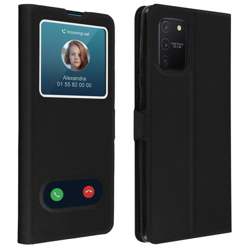 Coque, étui smartphone Avizar Housse Samsung Galaxy S10 Lite Étui Intégral Double Fenêtre Support Vidéo Noir