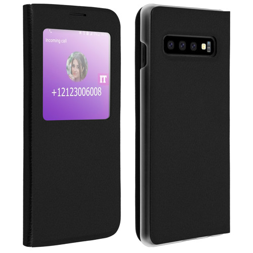 Coque, étui smartphone Avizar Housse Fenêtre Galaxy S10 Étui Clapet Coque Polycarbonate Rigide - Noir