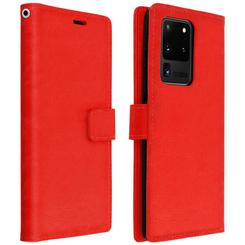 Avizar - Housse Samsung Galaxy S20 Ultra Porte-carte Fonction Support Vidéo Vintage rouge Avizar  - Accessoires Samsung Galaxy S Accessoires et consommables