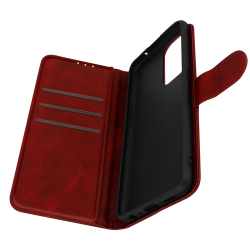 Coque, étui smartphone Avizar Housse Oppo A94 5G Éco-cuir aspect cuir vieilli Porte-carte Support vidéo Rouge