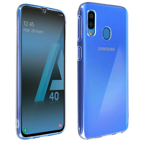 Avizar - Coque Samsung Galaxy A40 Silicone Souple et Film Verre Trempé 9H Contour noir Avizar  - Accessoire Smartphone Samsung galaxy a40