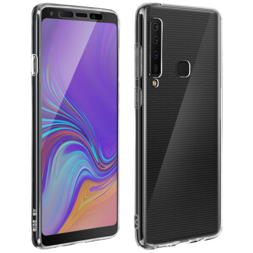Avizar - Coque Samsung Galaxy A9 2018 Silicone + Film Verre Trempé écran - Contour noir Avizar  - Accessoire Smartphone