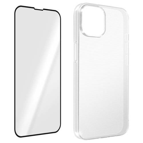 Avizar - Coque iPhone 14 Plus Silicone Gel Souple et Film Verre Trempé 9H Contour noir Avizar  - Accessoire Smartphone