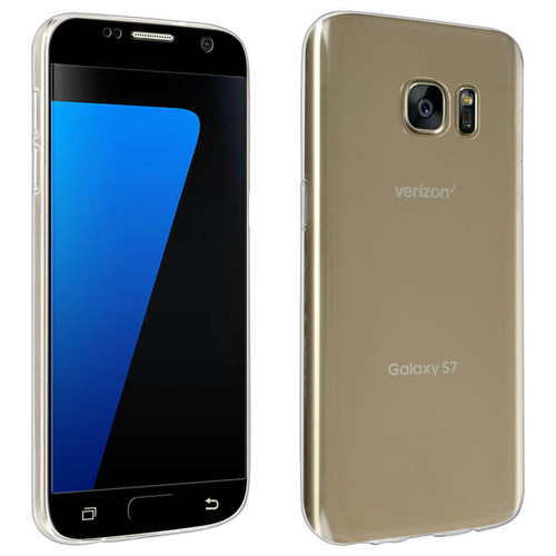 Coque, étui smartphone Avizar Coque Galaxy S7 Edge Silicone Souple et Film Verre Trempé 9H Contour noir