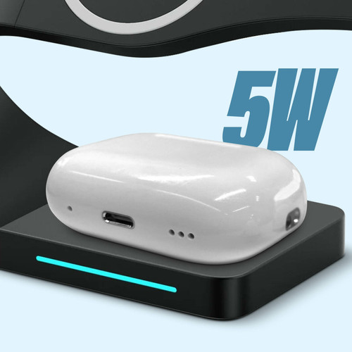 Connectique et chargeur pour tablette Station de Charge Noire MagSafe Charge sans Fil pour iPhone Apple Watch AirPods