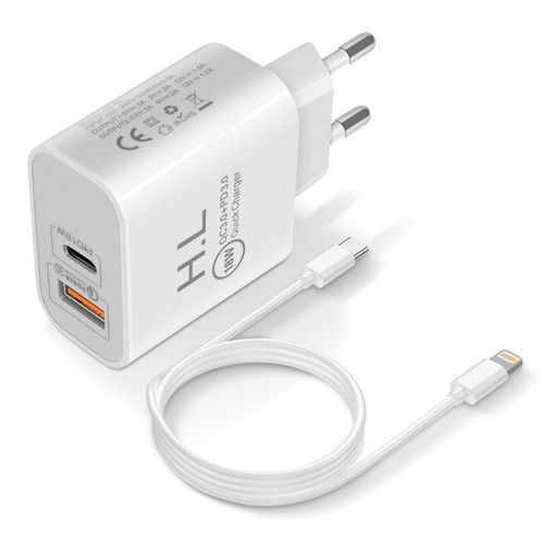 Avizar - Chargeur secteur USB / USB-C 18W Power Delivery Q.C 3.0 Câble Lightning Blanc Avizar  - Connectique et chargeur pour tablette