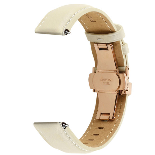 Avizar - Bracelet pour Galaxy Watch 5 / 5 Pro / 4 Cuir véritable Boucle Papillon beige Avizar  - Objets connectés