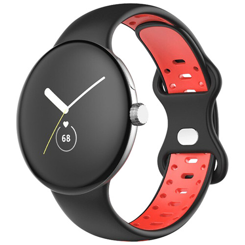 Avizar - Bracelet pour Google Pixel Watch Silicone Bicolore Souple Noir et Rouge Avizar  - Montre et bracelet connectés Avizar