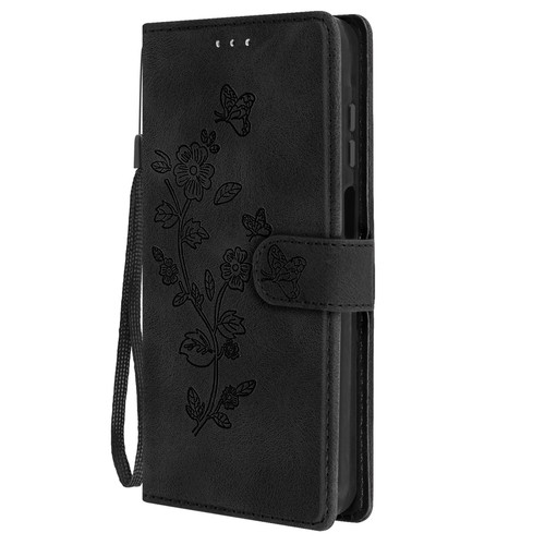 Avizar - Avizar Étui pour Samsung Galaxy A15 5G Portefeuille Fleur avec Dragonne Noir Avizar - Accessoire Smartphone