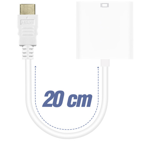 Avizar Adaptateur HDMI Mâle vers VGA Femelle Qualité Image HD 1080p Compact 20cm blanc