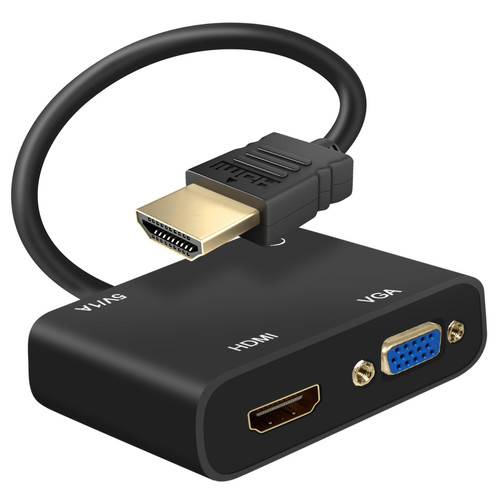 Avizar - Adaptateur HDMI Mâle vers VGA et HDMI Femelles avec Prise Audio 3.5mm et Charge Avizar  - Adaptateur vga male male