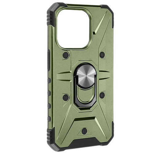 Avizar - Coque Bague pour iPhone 15 Plus Bumper Antichoc Série ArmoRing Bump Vert Kaki Avizar  - Accessoires et consommables