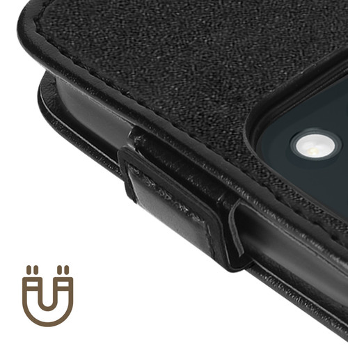 Coque, étui smartphone Étui pour iPhone 15 Clapet Vertical avec Porte-carte Noir