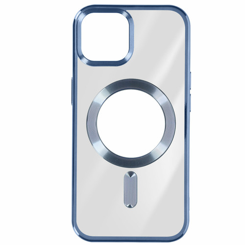 Avizar - Coque MagSafe pour iPhone 15 Silicone Protection Caméra Contour Chromé Bleu Avizar  - Coque, étui smartphone