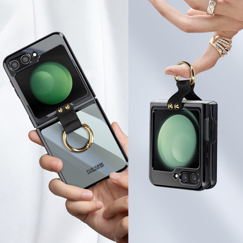 Coque, étui smartphone Coque anneau pour Samsung Galaxy Z Flip 5 Polycarbonate série Ring Case Noir