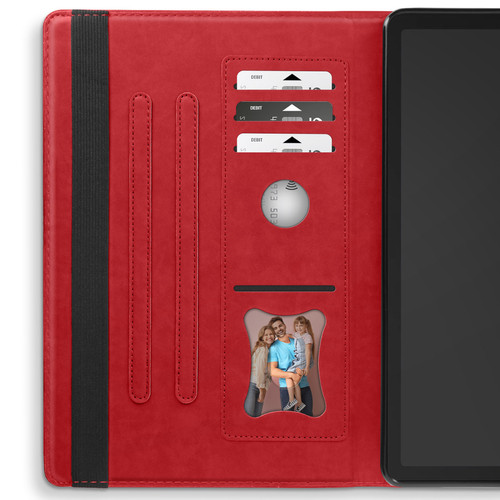 Avizar Étui pour Samsung Tab A9 Plus Clapet Multi-compartiment Support Vidéo Rouge