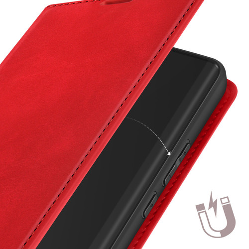 Avizar Étui pour Redmi Note 13 Pro Plus Portefeuille Support Vidéo Soft Cover Rouge