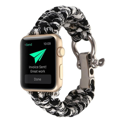 Avizar - Bracelet Apple Watch 38 et 40 mm Cordon tressé en Nylon - Noir et Blanc Avizar  - Avizar