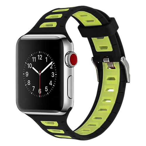 Avizar - Bracelet Apple Watch 38 et 40 mm Sport ajustable en Silicone - Noir et Vert anis Avizar  - Apple watch sport
