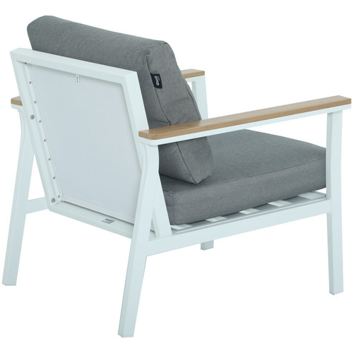 Ensembles canapés et fauteuils Salon de jardin en aluminium 5 places- blanc gris - extérieur - SOLEA