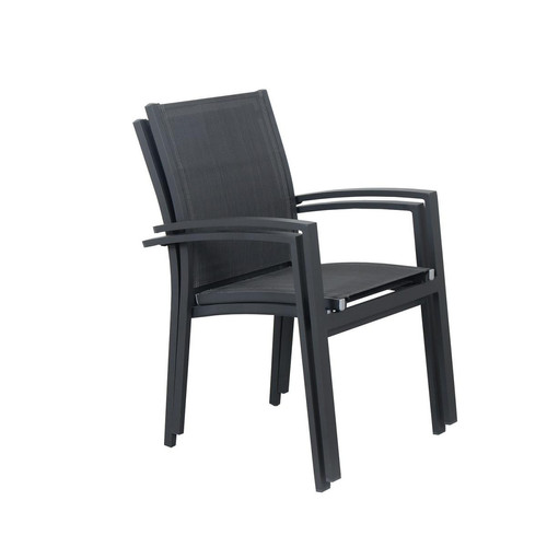 Ensembles canapés et fauteuils Table de jardin extensible aluminium 135/270cm + 10 Fauteuils empilables textilène Gris Anthracite - ANDRA
