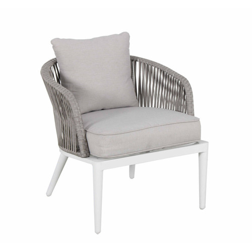 Ensembles canapés et fauteuils Salon de jardin cordes et aluminium - Blanc gris - intérieur/extérieur - CARMEN