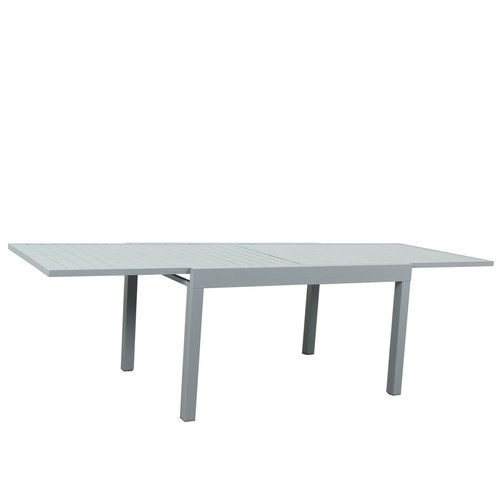 Avril Paris Table de jardin extensible aluminium 135/270cm + 10 fauteuils empilables textilène gris - ANDRA