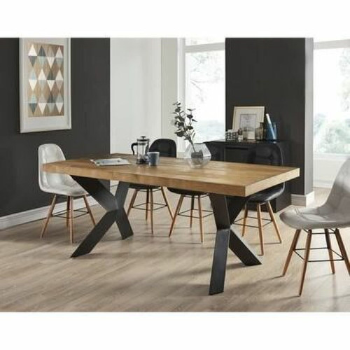Baïta - Table de Séjour PLATON Bois et Métal Noir L180cm - Tables à manger