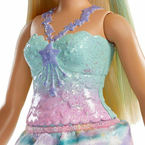 Poupées PoupAe Barbie Princesse Dreamtopia, blonde denviron 30 cm avec un porte-queue bleu portant une tenue arc-en-ciel et un diadAme, pour les enfants de 3 A 7 ans