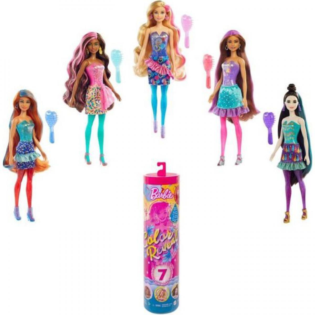 Barbie - Poupée Color Reveal Fete (modele aléatoire) avec 7 surprises - Poupée Mannequin - Des 3 ans