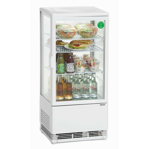 Réfrigérateur Bartscher Mini Vitrine Réfrigérée 4 faces à Poser - Blanche 78 litres - Bartscher
