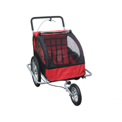 Bcelec - 5664-0001A Remorque vélo 2 en 1 convertible en poussette et jogger pour deux enfants, coloris Rouge/Noir - Bcelec