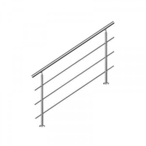 Bcelec - Bc-elec - AHM1403 Main courante d'escalier 140cm, balcon, balustrade, garde-corps en inox avec 3 barres transversales, install. à plat ou inclinée - Accessoires barrières