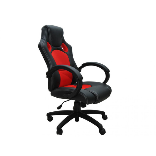 Bcelec bs11010-4 Siège baquet fauteuil de bureau rouge et noir, tissu et cuir