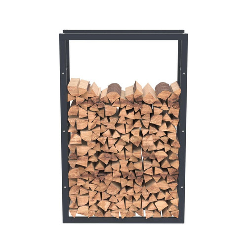 Abris de jardin en bois HHWPF0022 Rangement à bois en acier noir 125*80*25CM, rack pour bois de chauffage, range-bûches