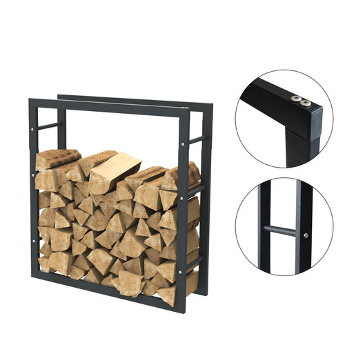 Bcelec - HHWPF0024 Rangement à bois en acier noir 80*100*25CM, rack pour bois de chauffage, range-bûches - Bcelec