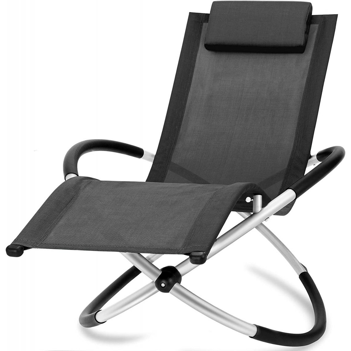 Bcelec HMBL-04-BLACK Chaise longue noire, relax de jardin, chaise de jardin, rocking chair, résistant aux intempéries, max 180k