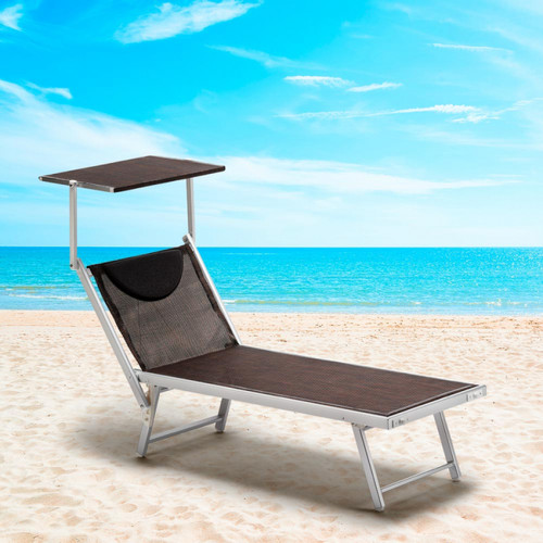 Transats, chaises longues Bain de soleil piscine aluminium transats lits de plage Santorini Limited Edition 2 pcs, Couleur: Chocolate - Marron Santorini