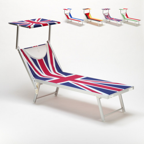 Transats, chaises longues Beach And Garden Design Bain de Soleil Professionnel en Aluminium Santorini EUROPE EDITION, Couleur: Royaume-Uni
