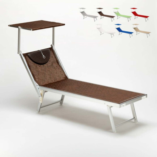 Transats, chaises longues Beach And Garden Design Bain de Soleil et transat professionnel en aluminium Santorini, Couleur: Marron