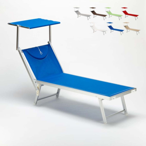 Transats, chaises longues Beach And Garden Design Bain de Soleil et transat professionnel en aluminium Santorini, Couleur: Bleu