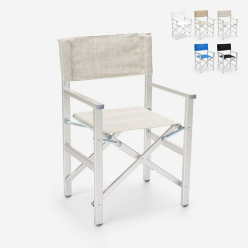 Transats, chaises longues Beach And Garden Design Chaise de plage pliante portable en aluminium textilène Regista Gold | Gris