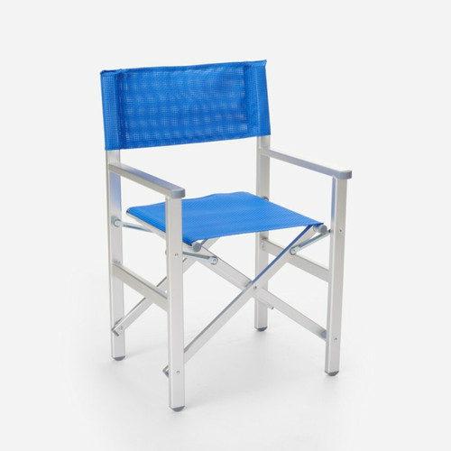 Transats, chaises longues Chaise de plage pliante portable en aluminium textilène Regista Gold | Bleu