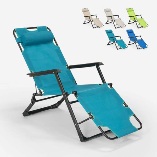 Transats, chaises longues Beach And Garden Design Chaise longue de plage et de jardin pliante multi-positions Emily Lux Zero Gravity, Couleur: Turquoise