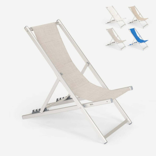 Beach And Garden Design - Chaise longue et transat de plage pliant réglable en aluminium Riccione Gold, Couleur: Gris Beach And Garden Design  - Bain de soleil aluminium Transats, chaises longues