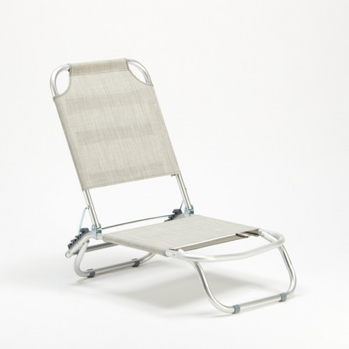 Transats, chaises longues Chaise transat de plage pliante piscine aluminium Tropical, Couleur: Gris