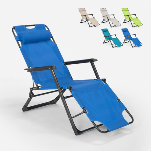 Beach And Garden Design - Chaise longue de plage et de jardin pliante multi-positions Emily Lux Zero Gravity, Couleur: Bleu - Transats, chaises longues